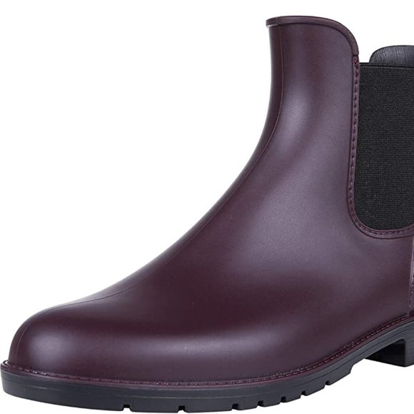 Ankle Rain Boots Waterproof Chelsea Boots / Burgundy / women’s 7 - Picture 1 of 4